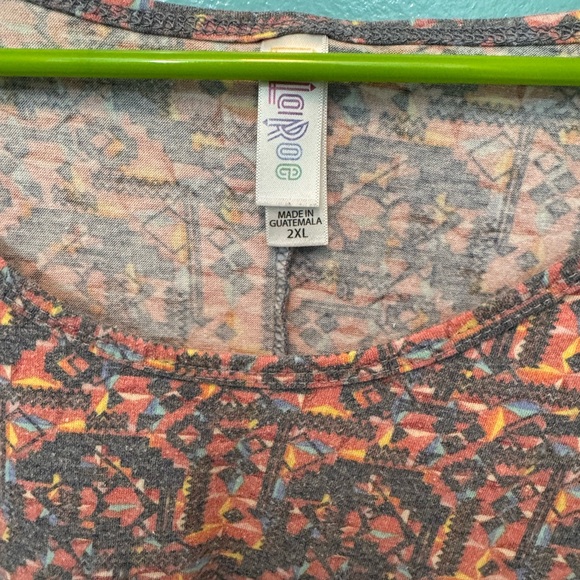 LuLaRoe Geometric Short Sleeve Top - Blue and Orange - Picture 2 of 2